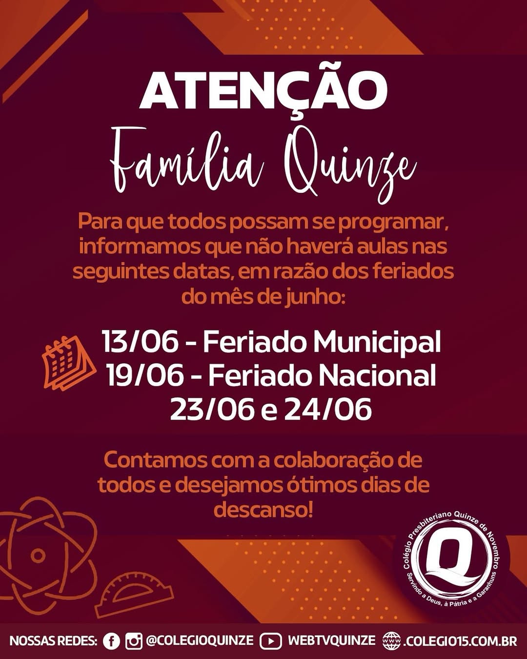 Comunicado Importante feriado